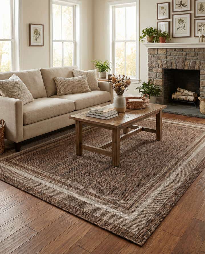 5' 3 x 8' Easy-Clean Border Indoor / Outdoor Rug