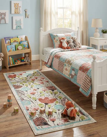 2' x 5' 3 Flowers Whimsy Kids Runner Rug