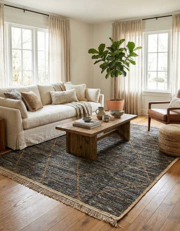 8' x 10' 4 Hand Knotted Moroccan Wool Rug