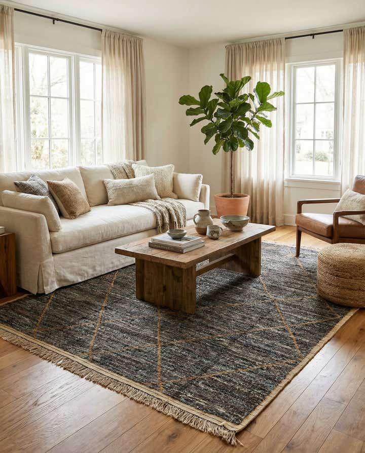 8' x 10' 4 Hand Knotted Moroccan Wool Rug