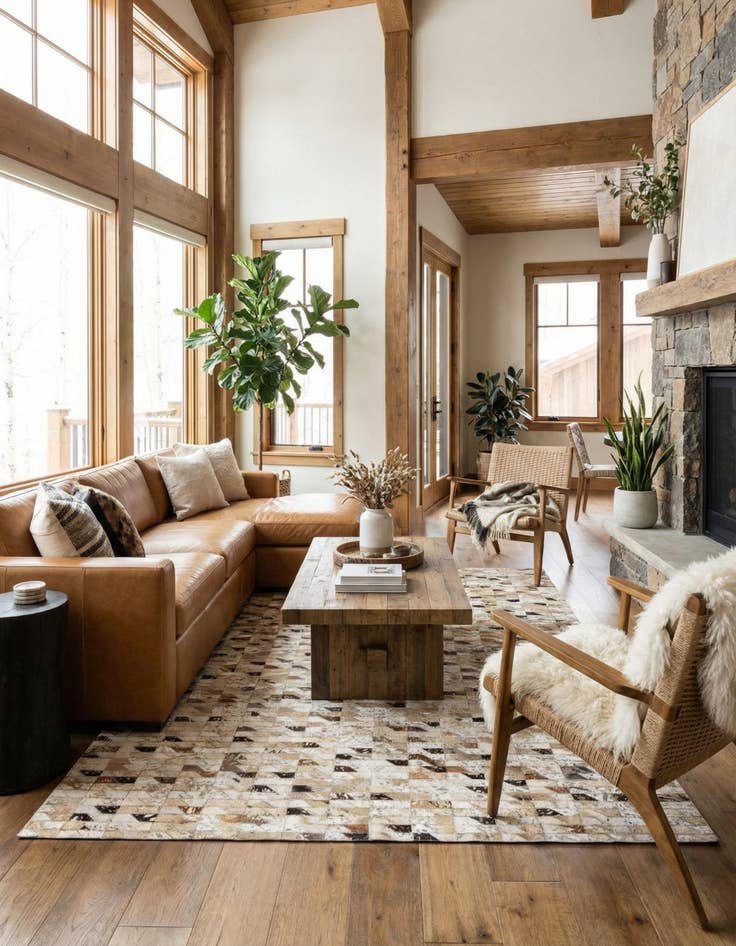 Detail image of 5' 6 x 7' 6 Cowhide Stocks Rug