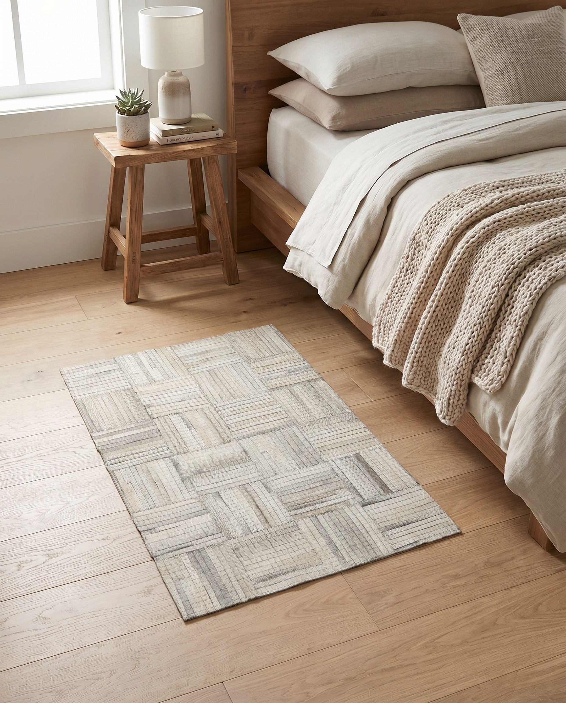 2' x 3' 1 Cowhide Leather Rug