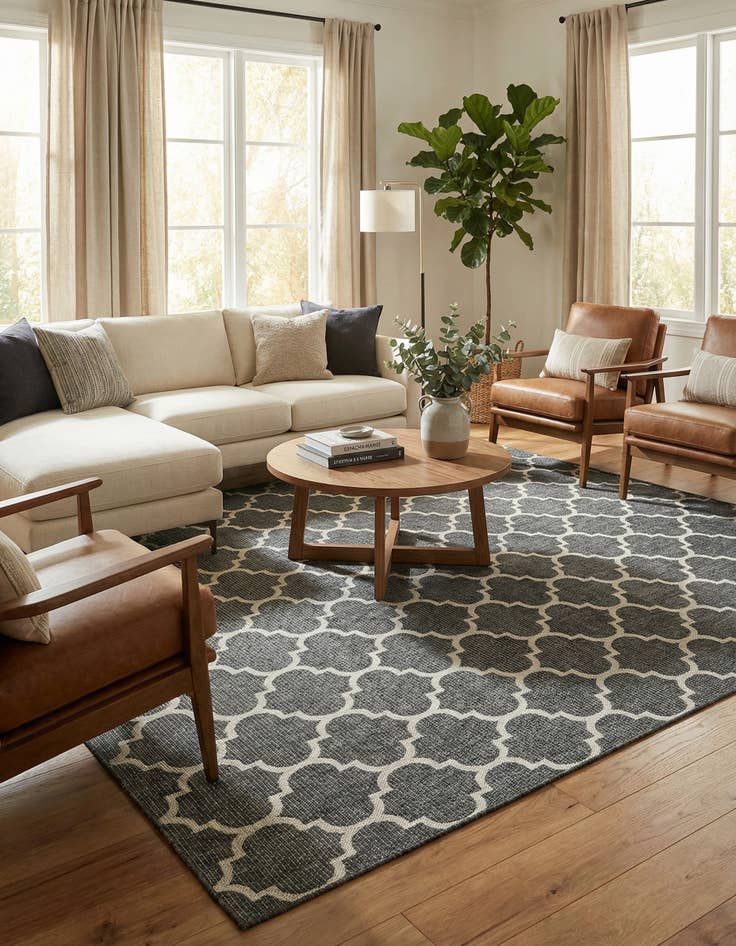 Detail image of 13' x 13'  Washable Trellis Indoor / Outdoor Square Rug