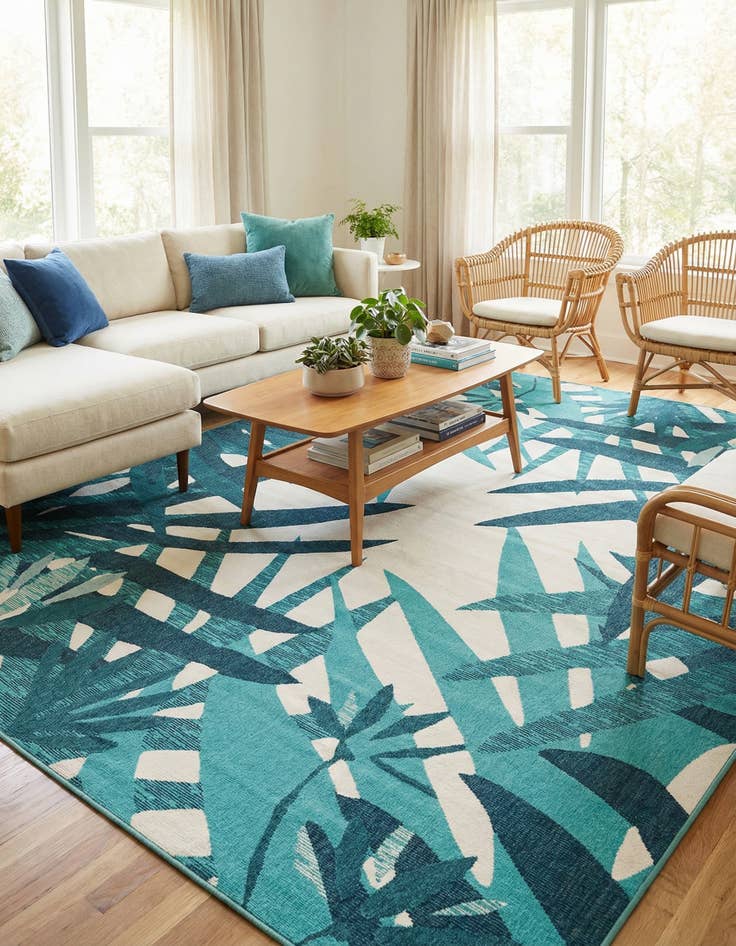 Detail image of 10' x 14' 2  Washable Botanical Indoor / Outdoor Rug