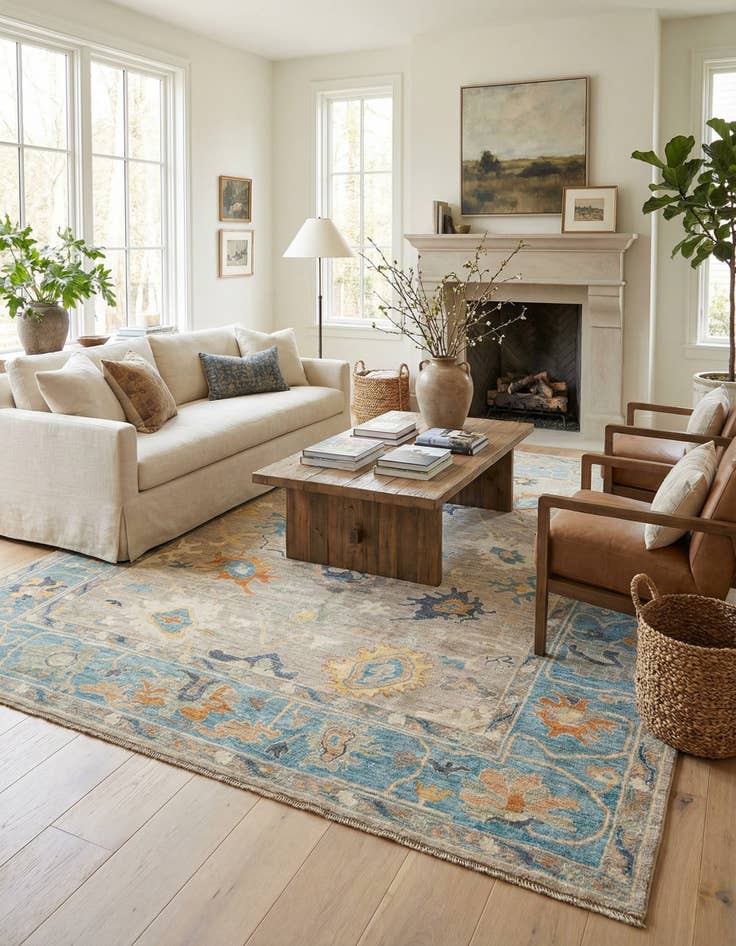 Detail image of 8' 3 x 9' 9  Hand Knotted Oushak Rug