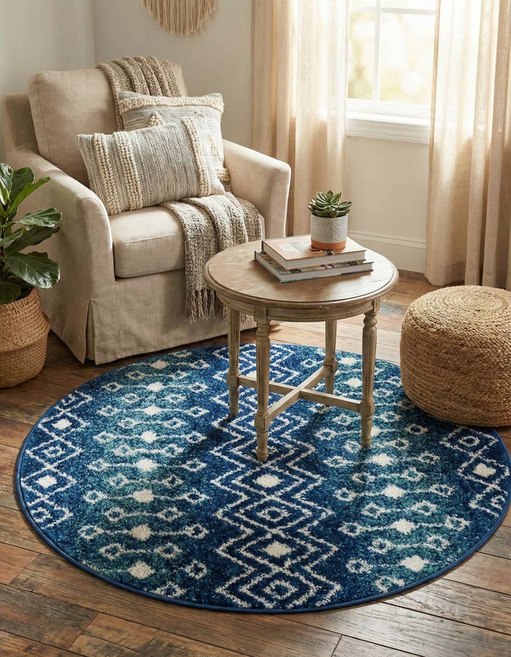 Detail image of  3' x 3' Moroccan Trellis Round Rug