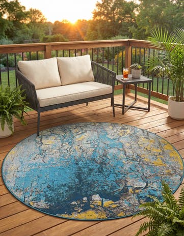 5' x 5' Easy-Clean Modern Indoor / Outdoor Round Rug