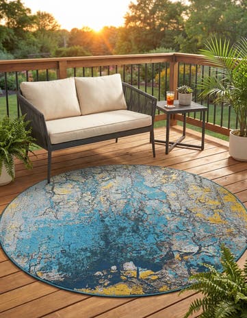 5' x 5' Easy-Clean Modern Indoor / Outdoor Round Rug