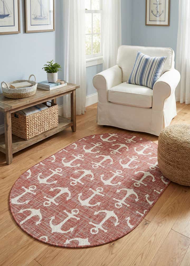 3' x 5' 3 Easy-Clean Coastal Indoor / Outdoor Oval Rug