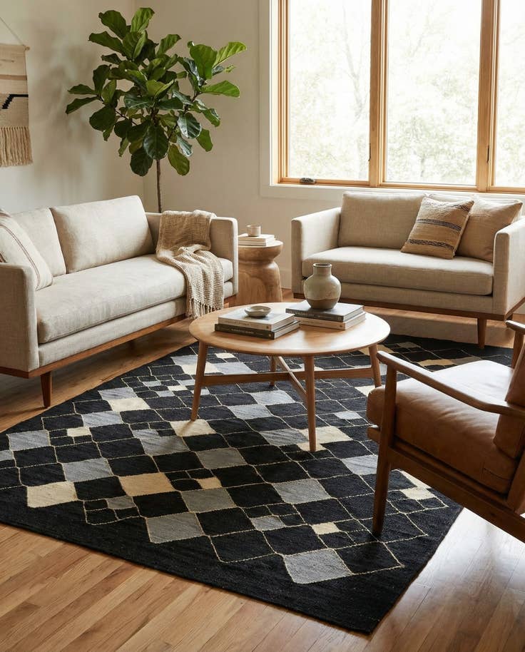 Detail image of 4' 10 x 6' 7 Hand Woven Kilim Modern Wool Rug