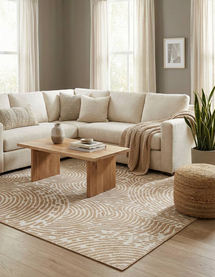 Detail image of  5' 3 x 7'  Washable Modern Indoor / Outdoor Rug