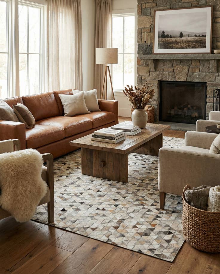 Detail image of 4' 11 x 7' 11 Cowhide - Patchwork Rug