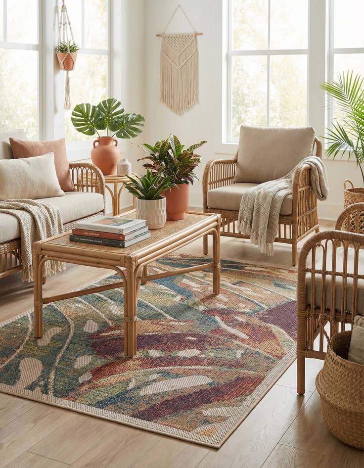 Detail image of 3' 1 x 5' 1  Washable Baja Indoor / Outdoor Rug