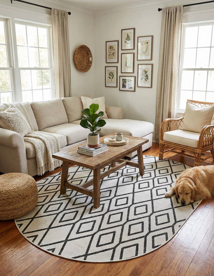 Detail image of 5' 3 x 8'  Washable Jill Zarin Turks and Caicos Indoor / Outdoor Oval Rug