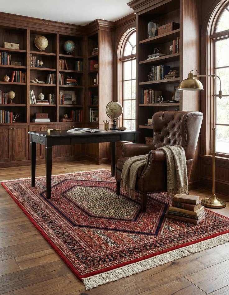 Detail image of 4' 5 x 6' 6 Hand Knotted Farahan Oriental Wool Rug