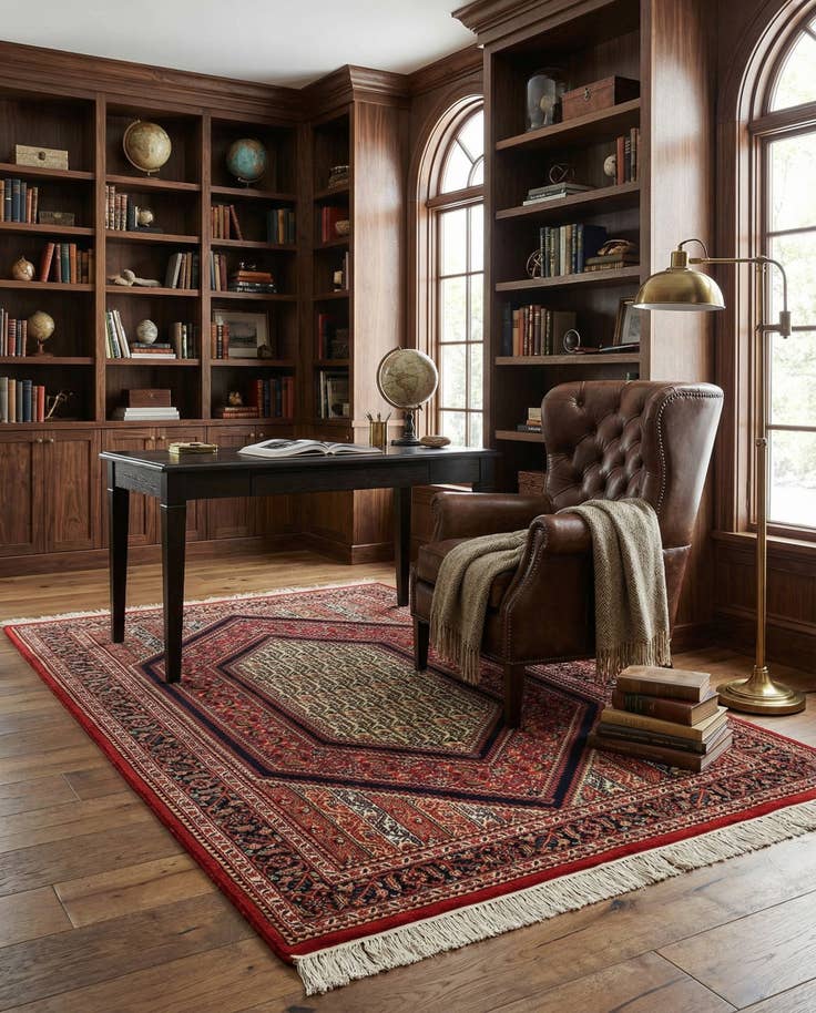 Detail image of 4' 5 x 6' 6 Hand Knotted Farahan Oriental Wool Rug