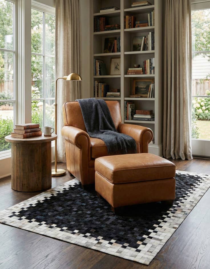 Detail image of  5' 2 x 7' 11 Cowhide - Patchwork Rug