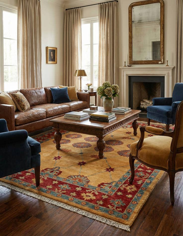 Detail image of  5' 9 x 7' 10  Hand Knotted Ziegler Wool Rug