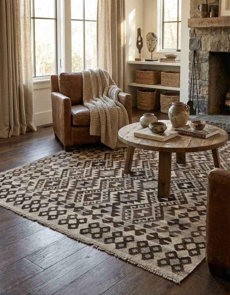 Detail image of 5' 5 x 6' 6  Hand Woven Kilim Maymana Wool Rug