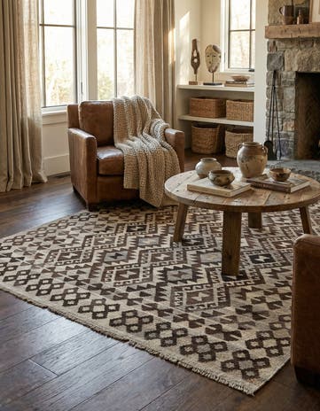 5' 5 x 6' 6 Hand Woven Kilim Maymana Wool Rug