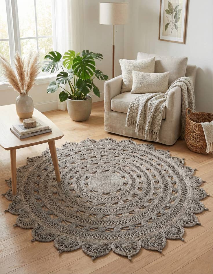 Detail image of  6' 1 x 6' 1  Hand Braided Jute Round Rug