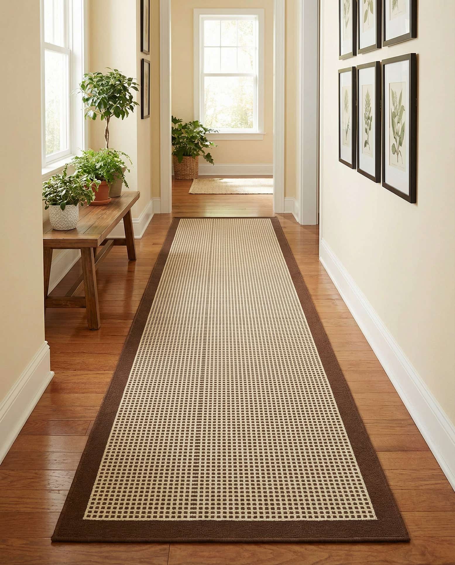 2' 7 x 12' Easy-Clean Border Indoor / Outdoor Runner Rug