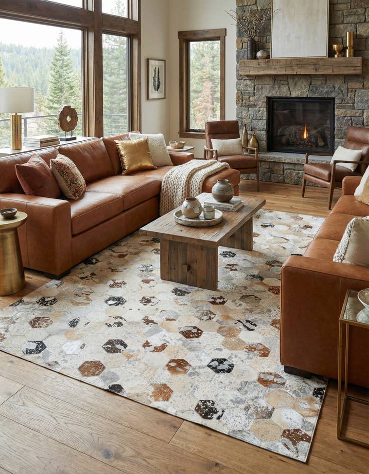 Detail image of 5' x 8' Cowhide Leather Rug