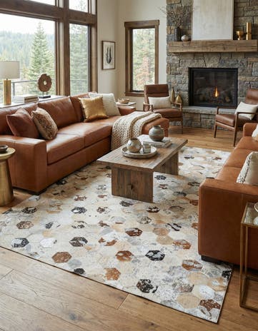 5' x 8' Cowhide Leather Rug
