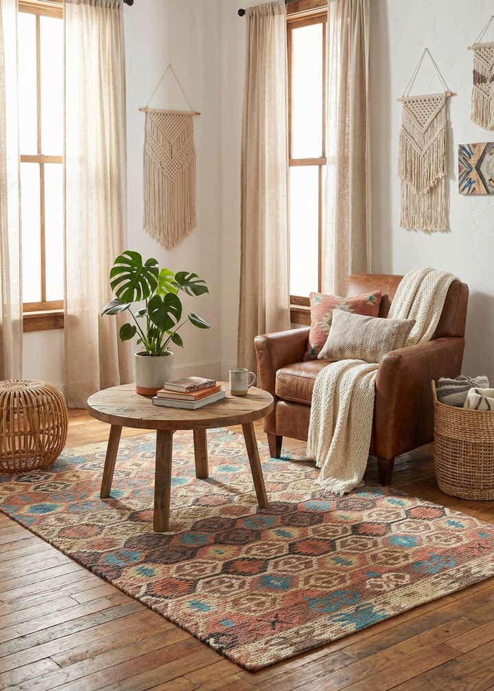 4' 1 x 6' 1 Hand Braided Chenille Jute Rug