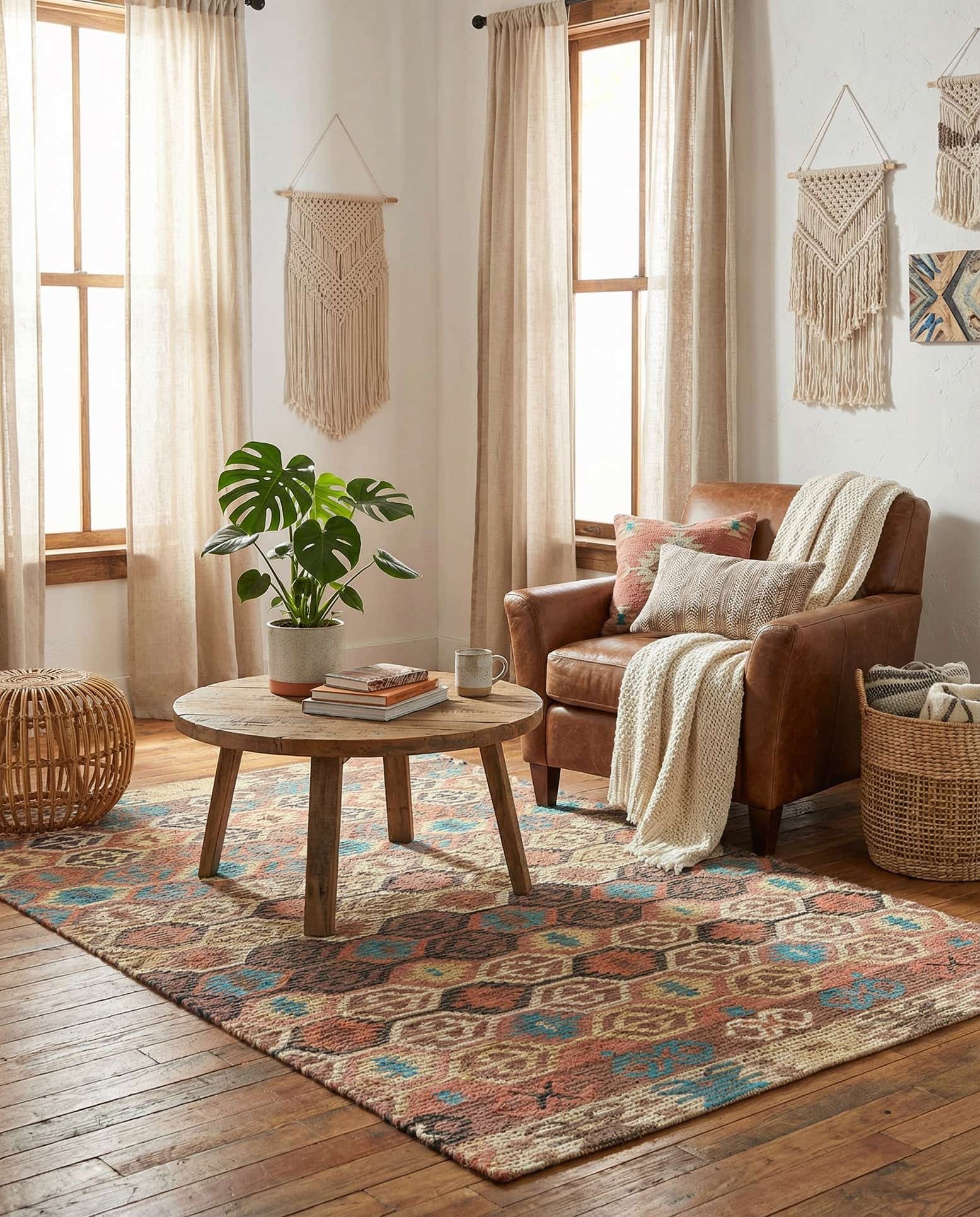 4' 1 x 6' 1 Hand Braided Chenille Jute Rug