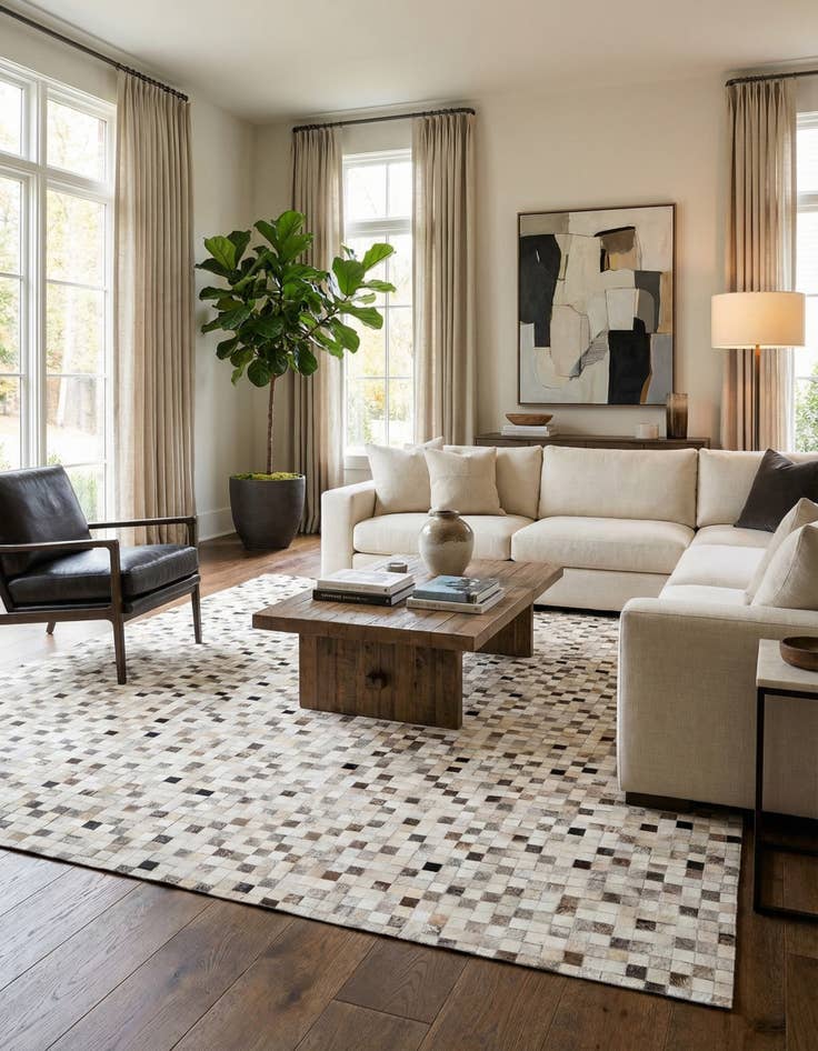 Detail image of 8' x 10' Cowhide Stocks Rug