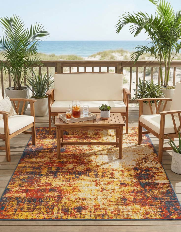 Detail image of 5' 3 x 8' Easy-Clean Coastal Indoor / Outdoor Rug