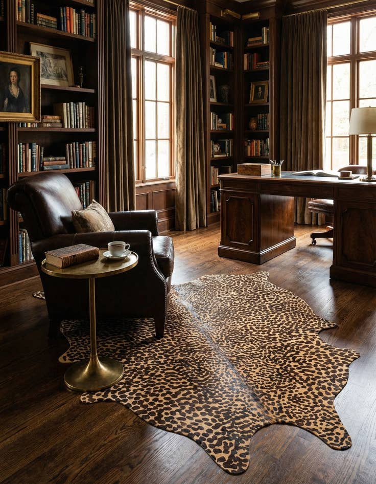 Detail image of 6' 3 x 6' 11 Cowhide Leather Freeform Rug