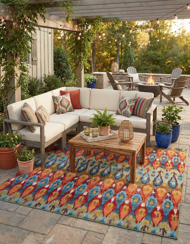 Detail image of 10' x 10'  Washable Modern Indoor / Outdoor Square Rug