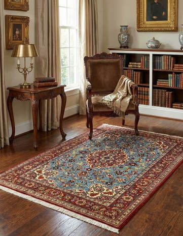 3' 7 x 5' 3 Hand Knotted Qom Persian Rug
