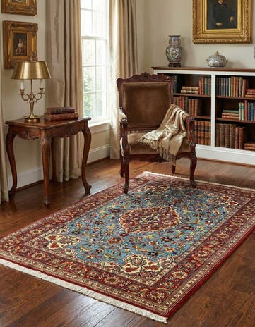 3' 7 x 5' 3 Hand Knotted Qom Persian Rug