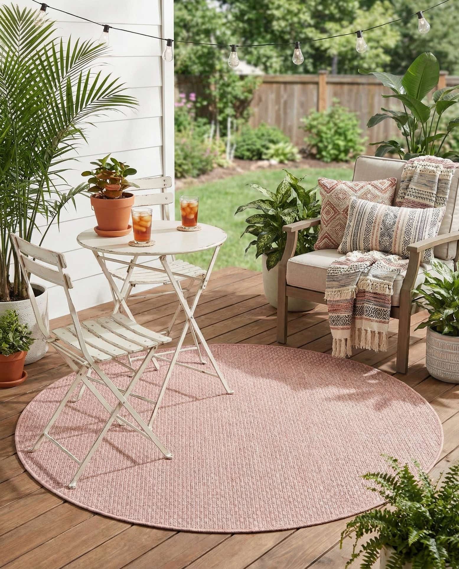 4' x 4' Easy-Clean Solid Indoor / Outdoor Round Rug
