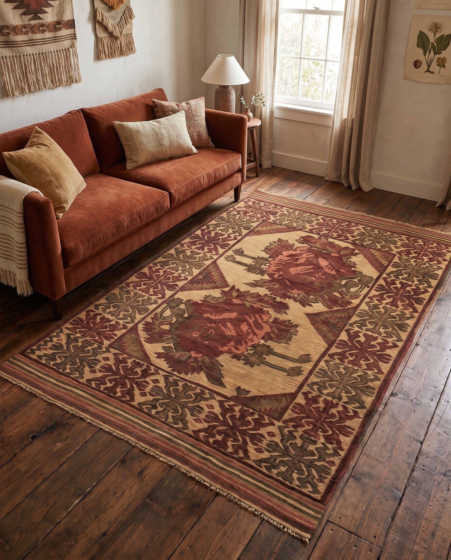 3' 10 x 6' 1 Hand Knotted Sumak Wool Rug