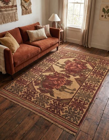 3' 10 x 6' 1 Hand Knotted Sumak Wool Rug