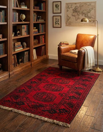 3' 4 x 5' 10 Hand Knotted Afghan Akhche Wool Rug