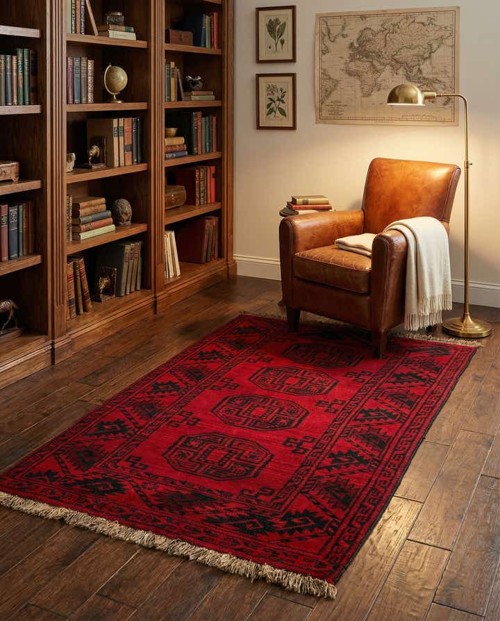 3' 4 x 5' 10 Hand Knotted Afghan Akhche Wool Rug