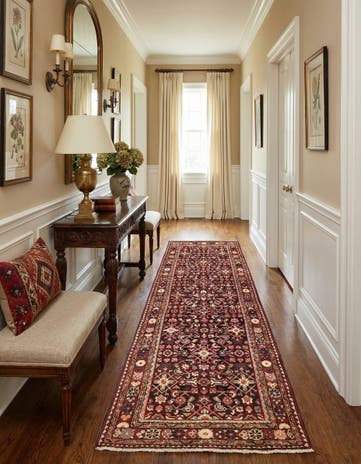 3' 7 x 10' Hand Knotted Hossainabad Persian Wool Runner Rug