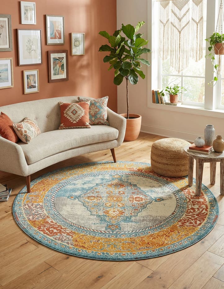 8' x 8' Washable Carnevale Round Rug