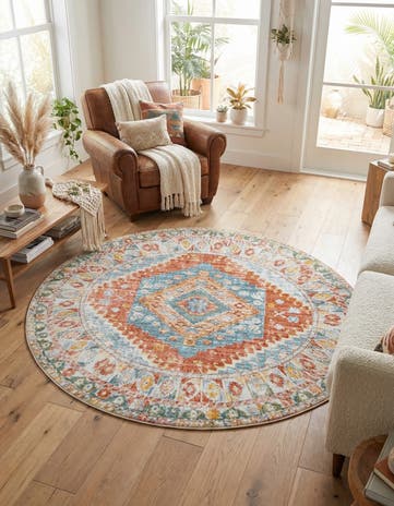 Salmon Paragon Round Rug