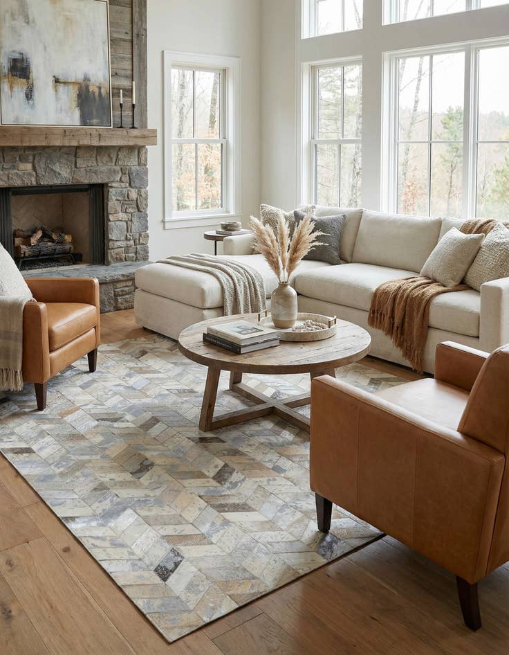 Detail image of 5' x 8' Cowhide Leather Rug