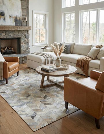 5' x 8' Cowhide Leather Rug