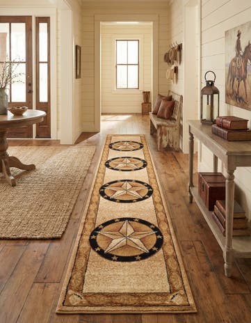 Ivory Brown Pioneer Runner Rug