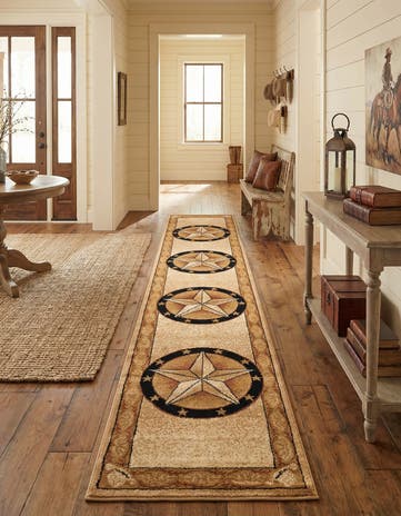 Ivory Brown Pioneer Runner Rug