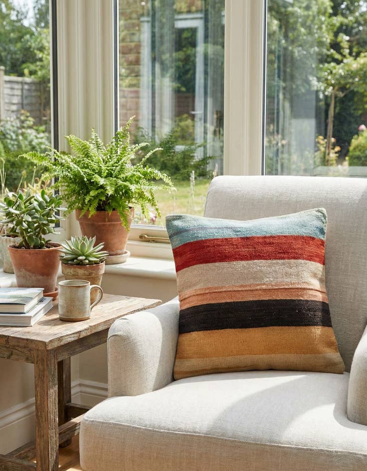 Detail image of 1' 6 x 1' 6  Hand Woven Pillow Wool Square Rug