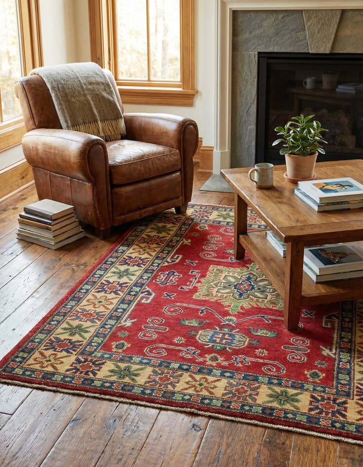 Detail image of 3' 4 x 5'  Hand Knotted Kazak Rug